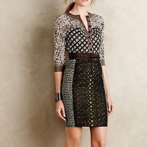 Beguile by Byron Lars Dress with button front, belt, half sleeve. Size 4 Petite